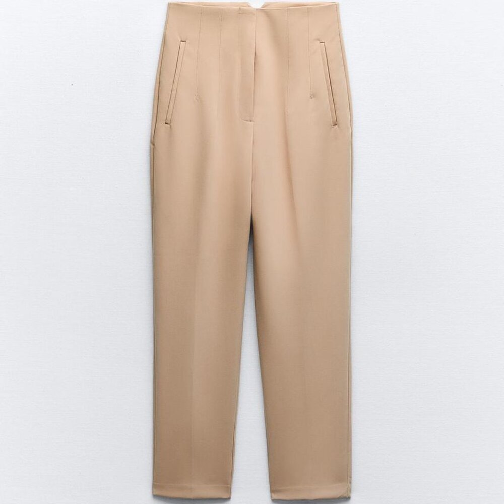 Zara high waisted trousers "PANTS WITH A HIGH WAIST" size large NWT